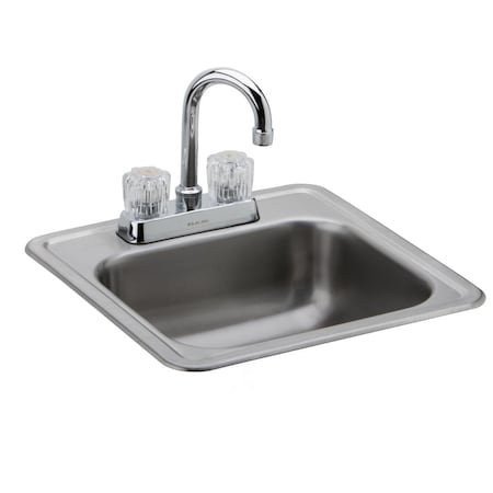 Elkay Sink, Stainless Steel, 15 in W x 15 in L x 5.15625 in H DP211515C